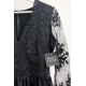 Rozkloszowana koronkowa sukienka z długim rękawem Eva - czarna