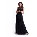 Długa sukienka na studniówkę sylwestra bal z koronkową górą Sisi - czarna
