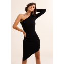 Dopasowana asymetryczna sukienka wieczorowa Serena - czarna 