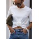 Śmietankowy t-shirt Elvie z marszczenie i różą