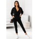 Dres damski z bluzą dresową z dekoltem kopertowym i długimi spodniami Perfect - czarny