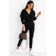 Dres damski z bluzą dresową z dekoltem kopertowym i długimi spodniami Perfect - czarny