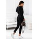 Dres damski z bluzą dresową z dekoltem kopertowym i długimi spodniami Perfect - czarny