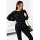 Dres damski z bluzą dresową z dekoltem kopertowym i długimi spodniami Perfect - czarny
