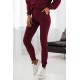 Dres damski bluza kangurka z kapturem i przylegające spodnie dresowe Bibi - bordowy