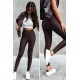 Czekoladowe elastyczne legginsy push-up Wish