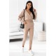 Dres damski z bluzą dresową z dekoltem kopertowym i długimi spodniami Perfect - beżowy