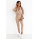 Dres damski z bluzą dresową z dekoltem kopertowym i długimi spodniami Perfect - beżowy