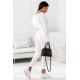 Dres damski z bluzą dresową z dekoltem kopertowym i długimi spodniami Perfect - ecru