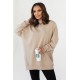 Beżowa bluza Simple ze stójką i przeszyciami