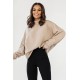 Beżowa bluza Simple ze stójką i przeszyciami