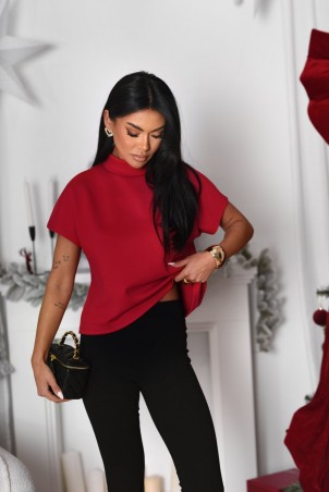 Czerwona pudełkowa dzianinowa bluzka RIVA