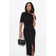 Dopasowana czarna sukienka na guziki ALIA