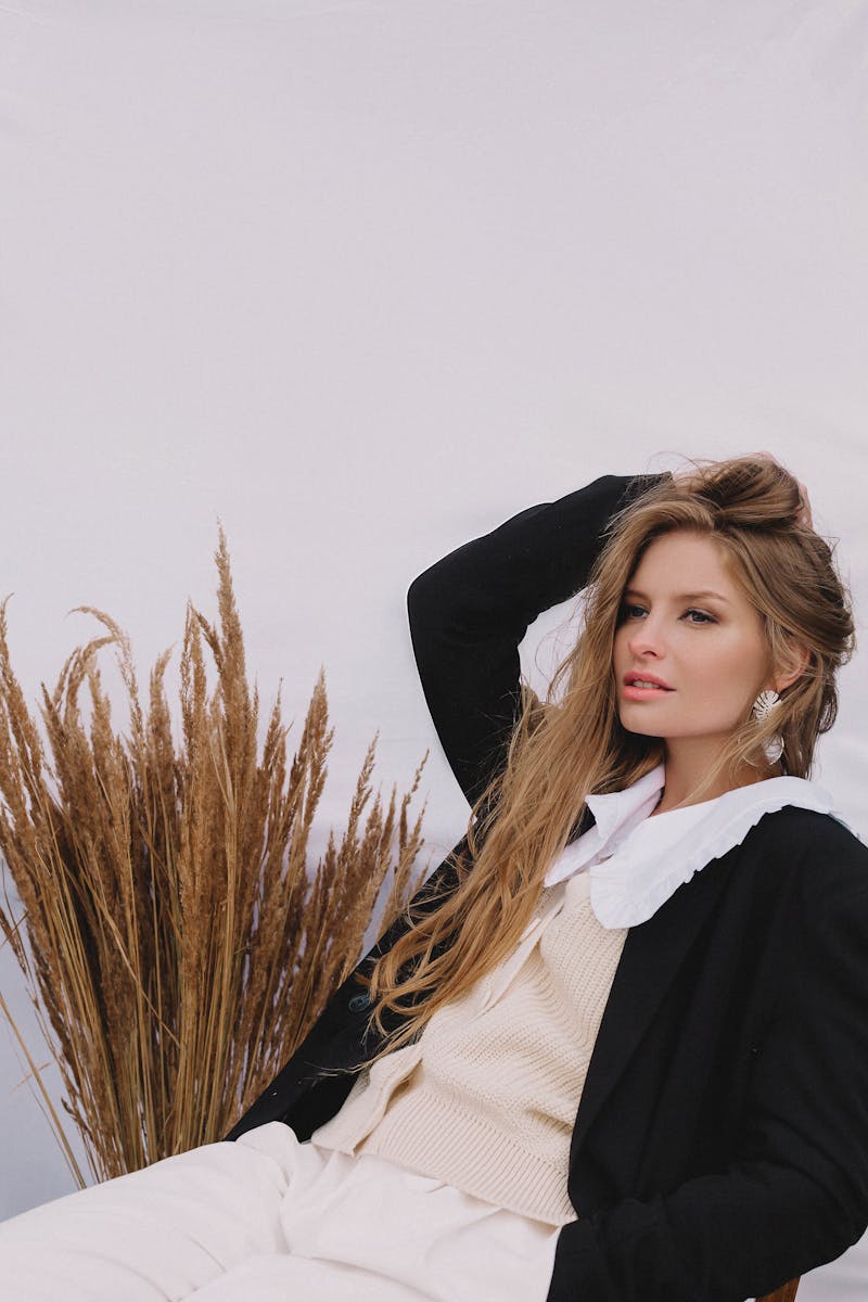A Woman Wearing a Black Cardigan